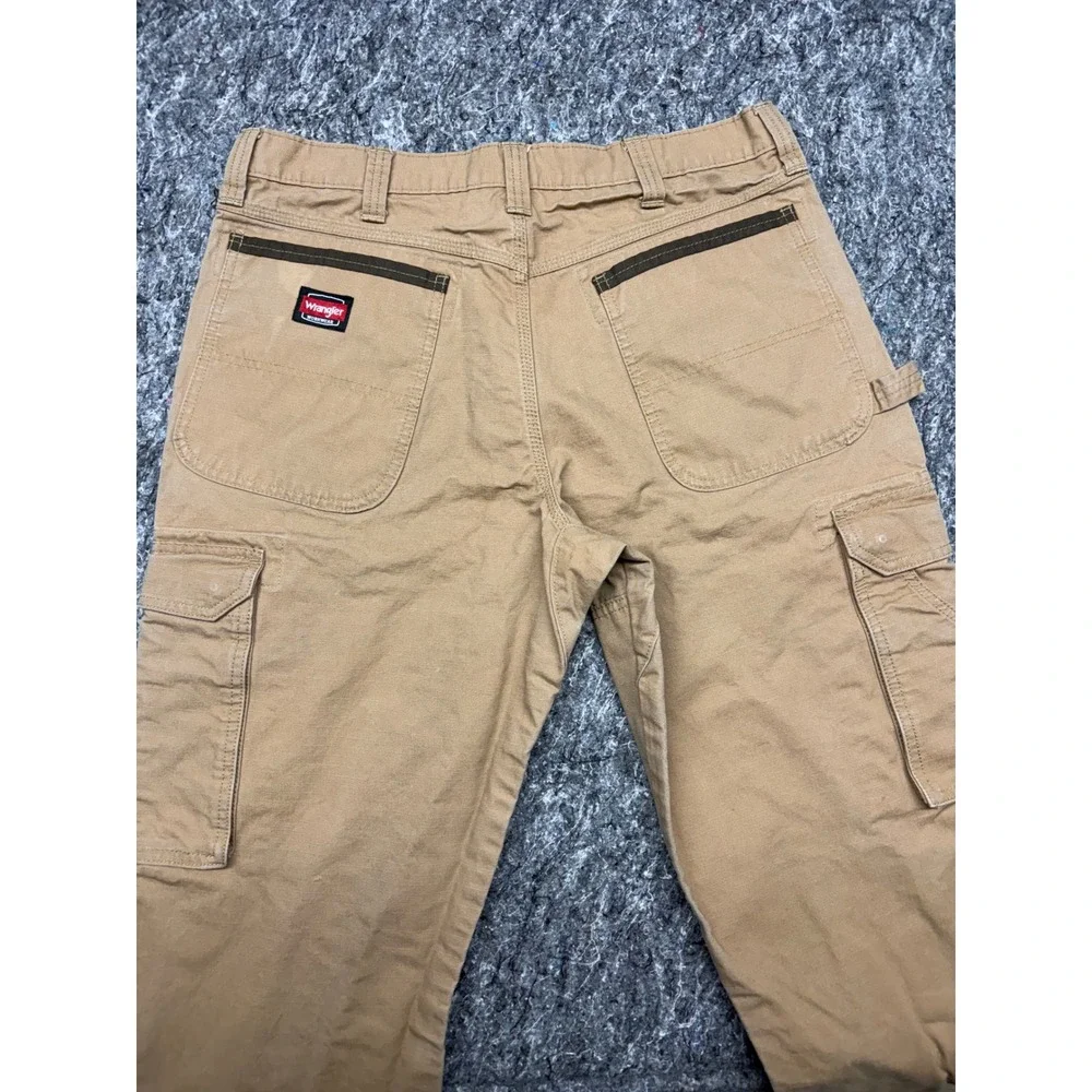 Wrangler‎ Workwear Mens 34x32 Tan Ripstop Cargo Pants Hammer Loop 10WMWR1RH